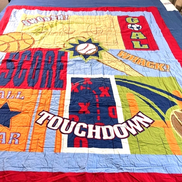 Hand Quilted Sports Quilt Full sz 85x85